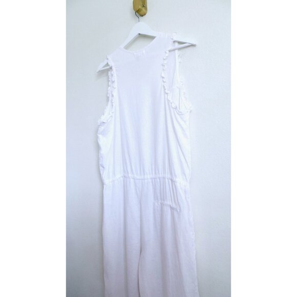 NEW! On the Road 100% Linen Jumpsuit White SZ Large - Picture 7 of 9
